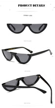 Load image into Gallery viewer, Cool Half Frame Sunglasses Cat Eye 2022 Women Fashion Brand Designer Eyewear Candy Colors Lens Sun Glasses  UV400