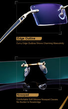 Carica l&#39;immagine nel visualizzatore di Gallery, Gmei Optical Fashionable Frameless Titanium Alloy Glasses Plain Lenses Diamond Cutting Rimless None Diopters Optical Eyeglasses