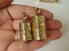 Carica l'immagine nel visualizzatore di Gallery, TGB055 Tibetan Golden Bible Wheel Prayer Box Pendant Tibet Mani Six Words Mantras Babao Amulet lockets