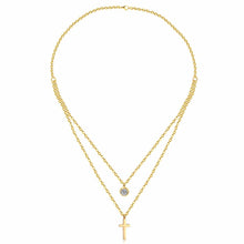 Carica l&#39;immagine nel visualizzatore di Gallery, LUXUKISSKIDS CZ Choker Gold Necklace Set Stainless Steel Chain Pendants Necklaces Set For Men Women Girls Cross Pendant Jewelry