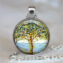 Load image into Gallery viewer, Tree Of Life Glass Cabochon Statement Necklace &amp; Pendant Jewelry Vintage Charm Chain Choker Steampunk Jewelry Gift for Women