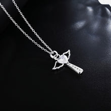 Carica l&#39;immagine nel visualizzatore di Gallery, collana color argento gioielli donna moda matrimonio Croce cristallo CZ Collana pendente in pietra zircone regalo di Natale n296 