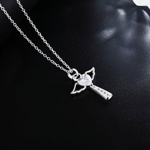 collana color argento gioielli donna moda matrimonio Croce cristallo CZ Collana pendente in pietra zircone regalo di Natale n296 