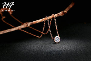 Small Round 1 carat Cubic Zirconia Rose Gold Color Pendant Necklace Hot Jewelry for Women and Girls N388 N453 N454