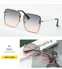 Load image into Gallery viewer, 2022 New Fashion Lady Oversize Rimless Square Bee Sunglasses Women Men Small Bee Glasses Gradient Sun Glasses Female UV400
