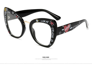 Big Retro Cat Eye Glasses Frame Optical Reading Glasses Vintage Glasses Men Letter Eyeglasses Frames Oculos De Grau Feminino