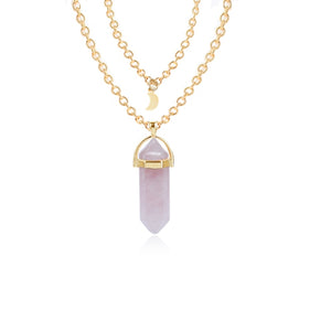 Double Moon Necklace Natural Stone Pendant Golden Chain necklaces Birthday Gift Valentine's Day Mother's Day Gifts Jewelry
