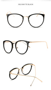 Oulylan Transparent Cat Eye Glasses Frames Women Fashionable   Fake Eyeglasses Metal Optical Frame for Womens