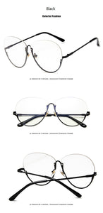 Fashion Half Frame Round Glasses Women Transparent Vintage Large Eyeglasses Gold Frames Clear Lens Glasses Men Lady Eyewear