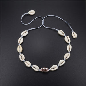 New Boho Shells Neckalce Women Summer Beach Conch Shell Choker Black White Rope Collar Chain Natural Seashell Necklaces Jewelry