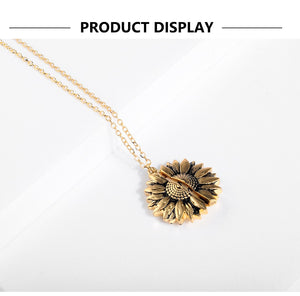 2020 New Women Gold Necklace You are my sunshine Open Locket Sunflower Pendant Necklace Men Gifts