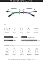 Load image into Gallery viewer, Gmei Optical Ultralight 100% Pure Titanium Half Rim Glasses Frame For Business Men Myopia Reading Prescription Spectacles LR8969