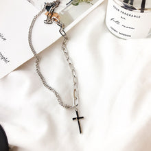 Load image into Gallery viewer, Girl Gift Metal Silver Color Cross Pendants Necklace For Women Men  Jewelry Geometric Rectangle Clavicle Chain Necklace