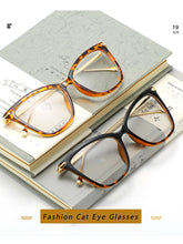 Load image into Gallery viewer, Retro glasses frame women cat eye eyeglasses Large transparent clear eye glasses frames for women  metal leg