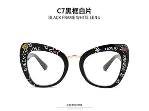 Big Retro Cat Eye Glasses Frame Optical Reading Glasses Vintage Glasses Men Letter Eyeglasses Frames Oculos De Grau Feminino