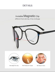 clip on Cat Eye Eyewear Frames Women frame  3in1 memory core inside Polarized Magnet Clip sunglasses  women magnet frame Myopia