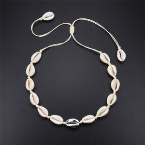 New Boho Shells Neckalce Women Summer Beach Conch Shell Choker Black White Rope Collar Chain Natural Seashell Necklaces Jewelry