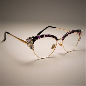 GORGEOUS Ladies Cat Eye Shiny Rhinestones Glasses Frames For Women Eyewear Optical EyeGlasses