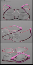 Carica l&#39;immagine nel visualizzatore di Gallery, Women Metal Alloy Glasses Frame Ultra-light Frames Half Rim Optical Eyeglass Frame Colorful Eyewear TR Legs