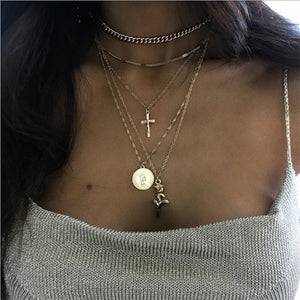 2020 Fashion Sequins Multi Layer long Necklaces Pendant Bohemian Pendant Necklace for Women Bijoux Jewelry Accessories