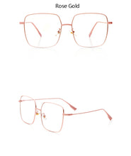 Load image into Gallery viewer, Big Frame Glasses Female Oversized Square Eyeglasses Gold Spectacles Frame Clear Lens Eyewear Optical Myopia Nerd Glasses