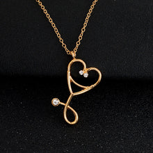 Load image into Gallery viewer, Stethoscope necklace Heart stethoscope pendant with rhinestone necklace Doctor Nurse Graduation Medical Gift