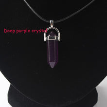 Load image into Gallery viewer, Hexagonal Column Necklaces Natural Crystal Pendants Stone Pendant Leather Chains Necklace For Women Fashion Jewelry