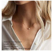Carica l&#39;immagine nel visualizzatore di Gallery, stainless steel choker pearl necklaces for women gold layered Chain necklace jewelry