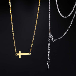 New Fashion Cross Pendant Necklace for Women Men Stainless Steel Religious Jewelry Gold Silver Plated Choker Gift Faith Necklace