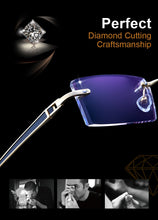 Carica l&#39;immagine nel visualizzatore di Gallery, Gmei Optical Fashionable Frameless Titanium Alloy Glasses Plain Lenses Diamond Cutting Rimless None Diopters Optical Eyeglasses