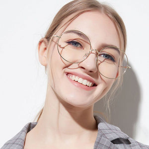 women Metal Sunglass Eyewear Accessories Oversized  Frames Round Frame Clear lens Women\'s Glasses Eyeglasses Femme