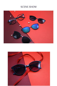 clip on Cat Eye Eyewear Frames Women frame  3in1 memory core inside Polarized Magnet Clip sunglasses  women magnet frame Myopia