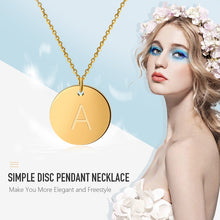 Load image into Gallery viewer, Disc Pendant Necklace Gold/Silver Color Letter Alfabet Necklace 316L Stainless Steel Chain Necklaces For Women