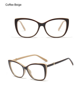 Ralferty  Luxury Eye Glasses Women Cat Eye Frame Eyeglasses TR90 Clear Lens With Spring Leg Optic Spectacle Eyewear F93331