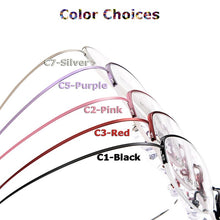 Load image into Gallery viewer, Gmei Optical Women Ultra-Light Semi-Rimless Memory Titanium Alloy Glasses Frames for Myopia Presbyopia Reading Spectacles Y643