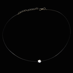 Female Transparent Fishing Line Necklace Silver Color Invisible Chain Women Rhinestone Choker Necklace Collier Femme