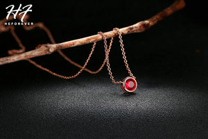 Small Round 1 carat Cubic Zirconia Rose Gold Color Pendant Necklace Hot Jewelry for Women and Girls N388 N453 N454