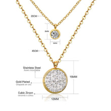 Carica l&#39;immagine nel visualizzatore di Gallery, LUXUKISSKIDS New Arrival Jewelry Necklace Romantic Crystal Pendant Necklace CZ Double Chain Necklace Gold/ Steel Color