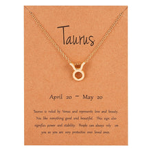 Carica l&#39;immagine nel visualizzatore di Gallery, Female Elegant Star Zodiac Sign 12 Constellation Necklaces Pendant Charm Gold Chain Choker Necklaces for Women Jewelry Cardboard
