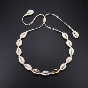 New Boho Shells Neckalce Women Summer Beach Conch Shell Choker Black White Rope Collar Chain Natural Seashell Necklaces Jewelry