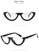 Load image into Gallery viewer, Unique Half Frame Women Cat Eye Sunglasses Brand Designer Fashion Ladies Pink Tint/Clear Lens Shades  Hot