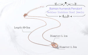 Luxury Elegant Crystal Choker Fashion Roman Digital Stainless Steel Gold Silver Color Pendant Necklaces for Women Jewelry
