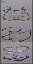 Carica l&#39;immagine nel visualizzatore di Gallery, Women Metal Alloy Glasses Frame Ultra-light Frames Half Rim Optical Eyeglass Frame Colorful Eyewear TR Legs