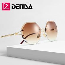 Carica l'immagine nel visualizzatore di Gallery, Moda blu occhiali da sole senza montatura donne 2022 UV400 lusso aviazione signore occhiali da sole occhiali tonalità zonnebril dames