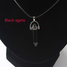 Load image into Gallery viewer, Hexagonal Column Necklaces Natural Crystal Pendants Stone Pendant Leather Chains Necklace For Women Fashion Jewelry