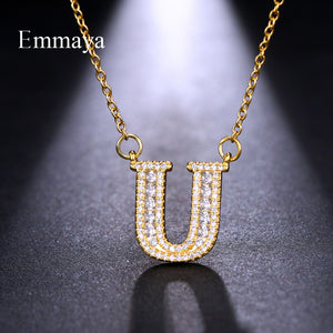 Emmaya Letters Chain Pendants Necklaces Women's Zircon Hip Hop Jewelry With Gold Tennis Chain Party Wedding Gift