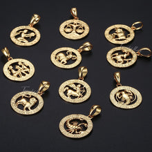 Load image into Gallery viewer, 12 Zodiac Sign Constellations Pendants Necklaces For Women Men 585 Rose Gold Male Jewelry Fashion Birthday Gifts GPM16