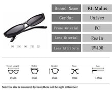 Carica l&#39;immagine nel visualizzatore di Gallery, [EL Malus]Small Retro Square Thin Frame Sunglasses UV400 Women Sexy Ladies Sun Glasses Female Yellow White Black Lens Mirror