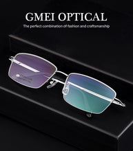 Load image into Gallery viewer, Gmei Optical Ultralight 100% Pure Titanium Half Rim Glasses Frame For Business Men Myopia Reading Prescription Spectacles LR8961