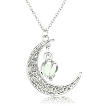 Load image into Gallery viewer, 2020 Moon Glowing Necklace Gem Charm Jewelry Silver Plated Women Halloween Pendant Hollow Luminous Stone Pendant Necklace Gifts